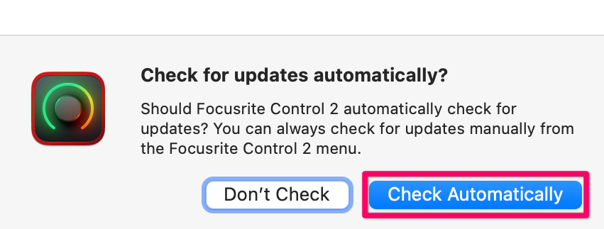 「Check Automatically(自動チェック)」をクリック