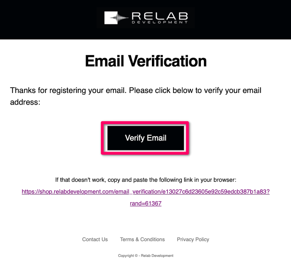 「Verify Email」をクリック