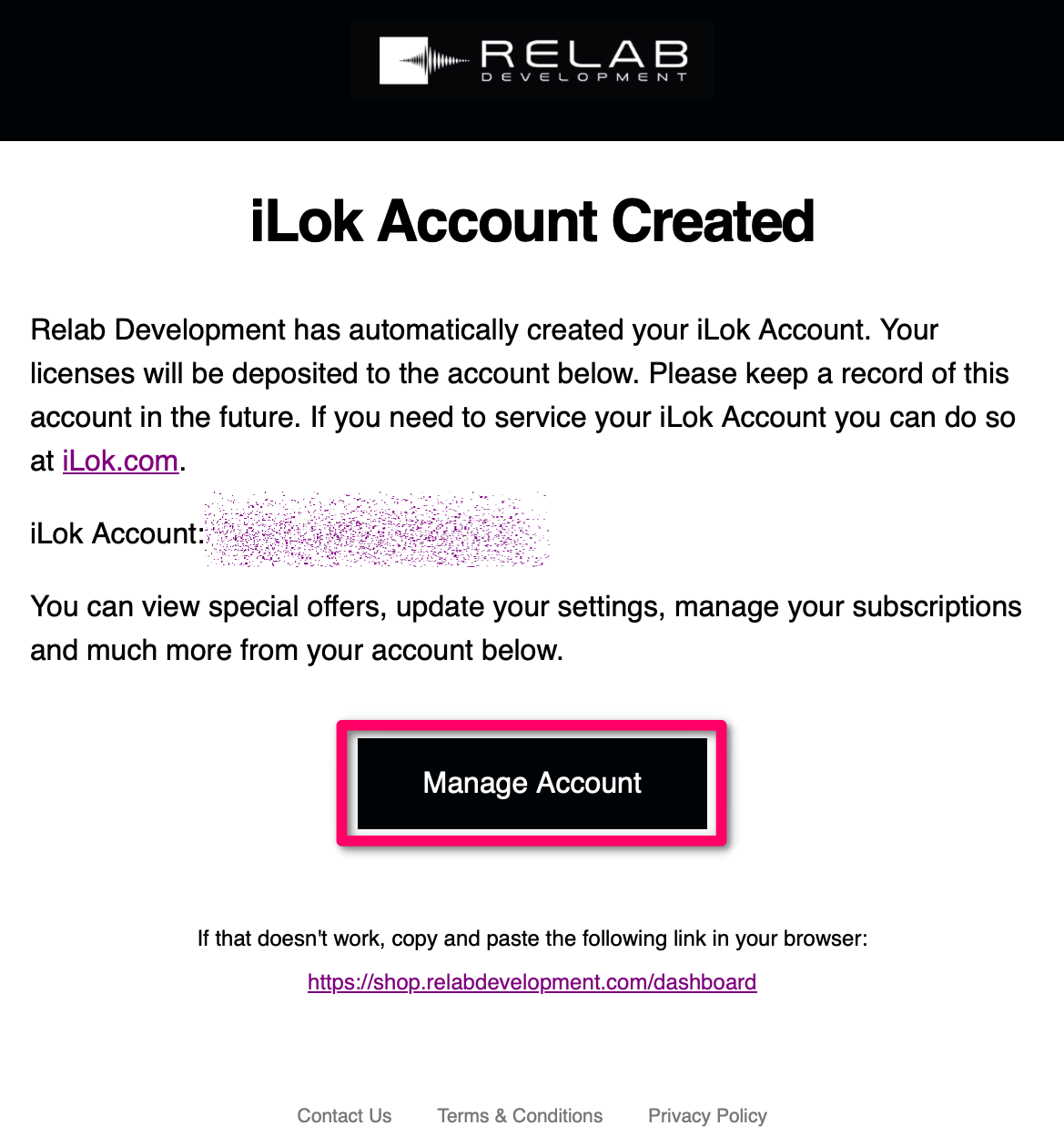 「Manage Account」をクリック