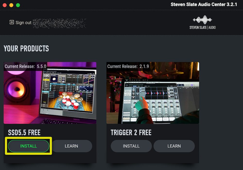 SSDの「INSTALL」をクリック