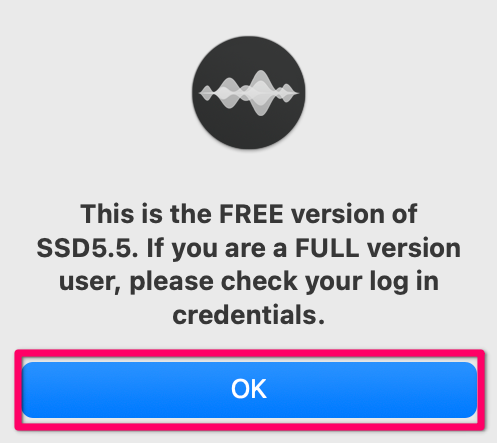 無料版の確認「OK」をクリック