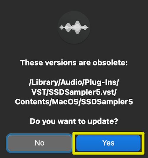 「Yes」をクリック