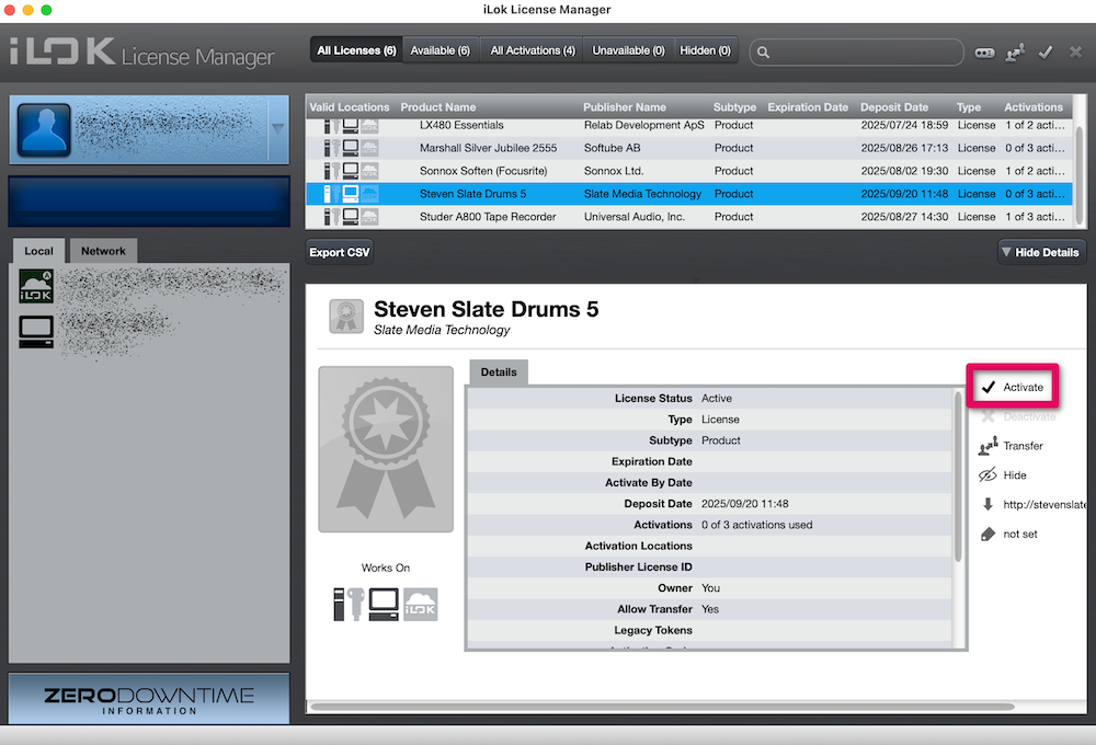 「Activate」をクリック